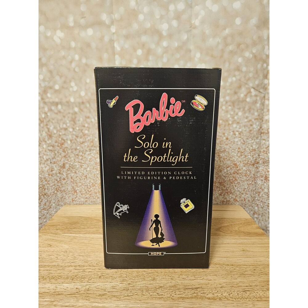 1995 Barbie Solo in the Spotlight Limited Clock  Figurine & Pedestal  New